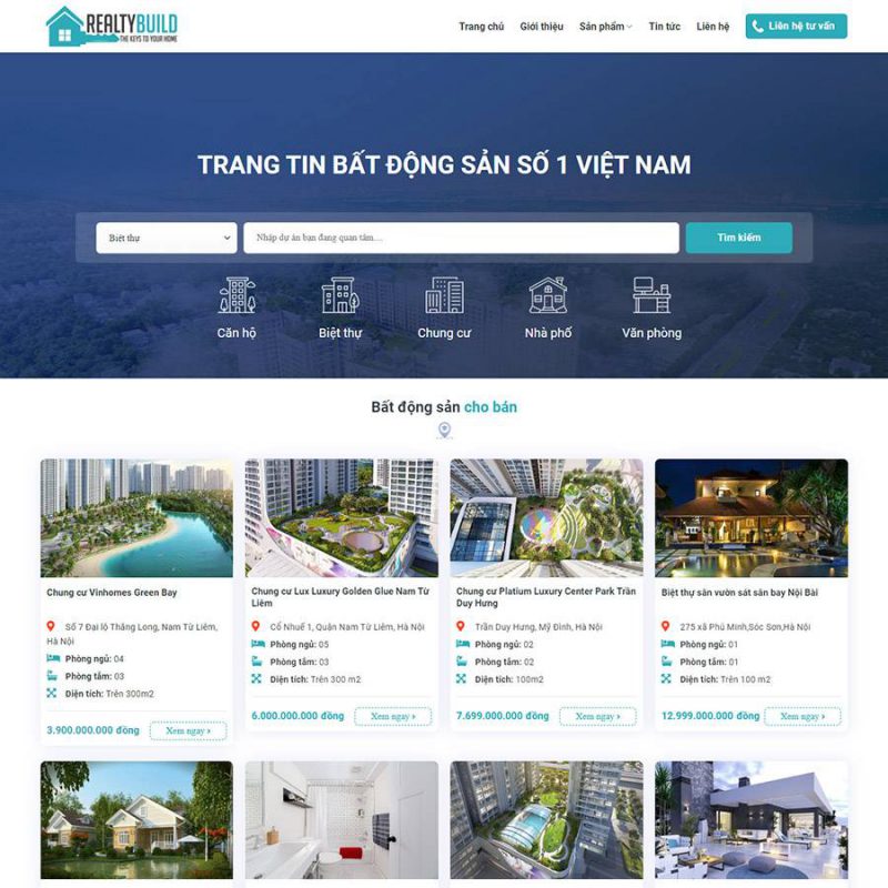 Thiết kế web bất động sản
