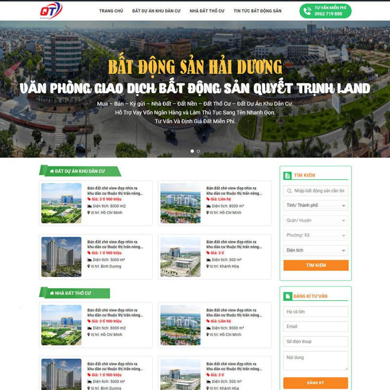 Thiết kế web bất động sản