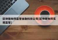 区块链如何监管金融科技公司[区块链如何实现监管]